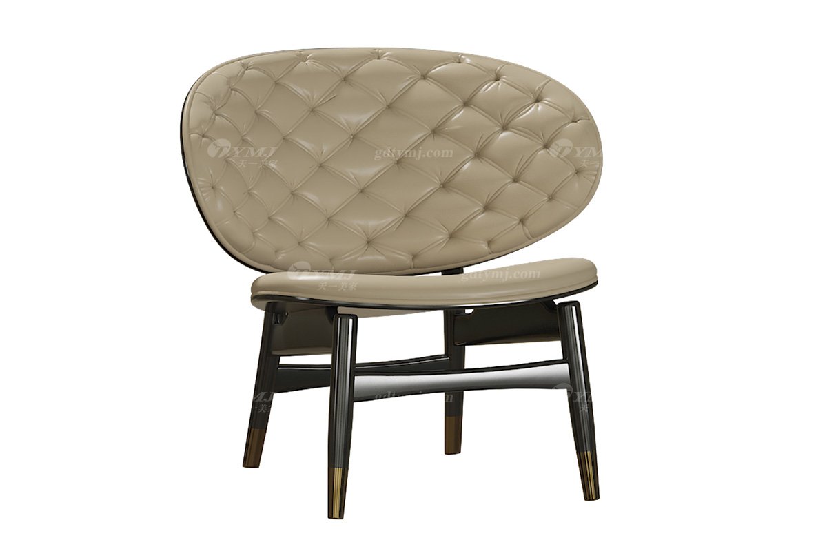 極簡風格家具高端別墅會所大宅時尚簡約不銹鋼腳+納帕皮創意休閑椅