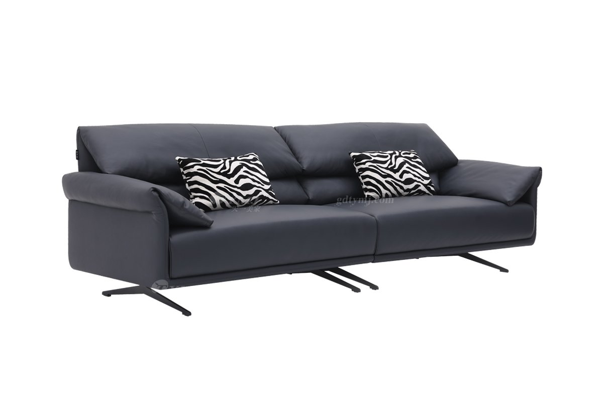 意式極簡風格家具高端別墅會所大宅時尚簡約實木真皮四位沙發F9585扶手四位沙發