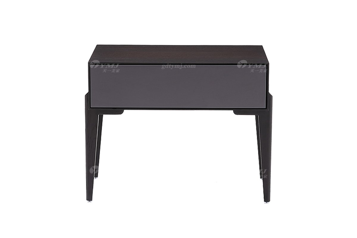 意式極簡風(fēng)格家具高端別墅會(huì)所大宅簡約進(jìn)口歐橡煙熏色床頭柜