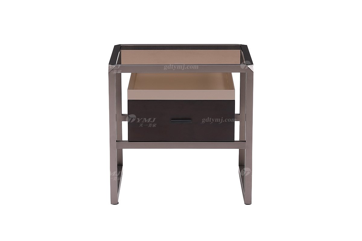 意式極簡風(fēng)格家具高端別墅會(huì)所大宅時(shí)尚簡約茶玻鋼化床頭柜