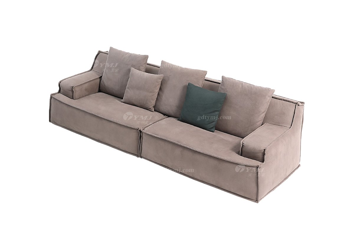 意式極簡風格家具高端別墅會所大宅時尚簡約實木布藝四位沙發F9321四位沙發