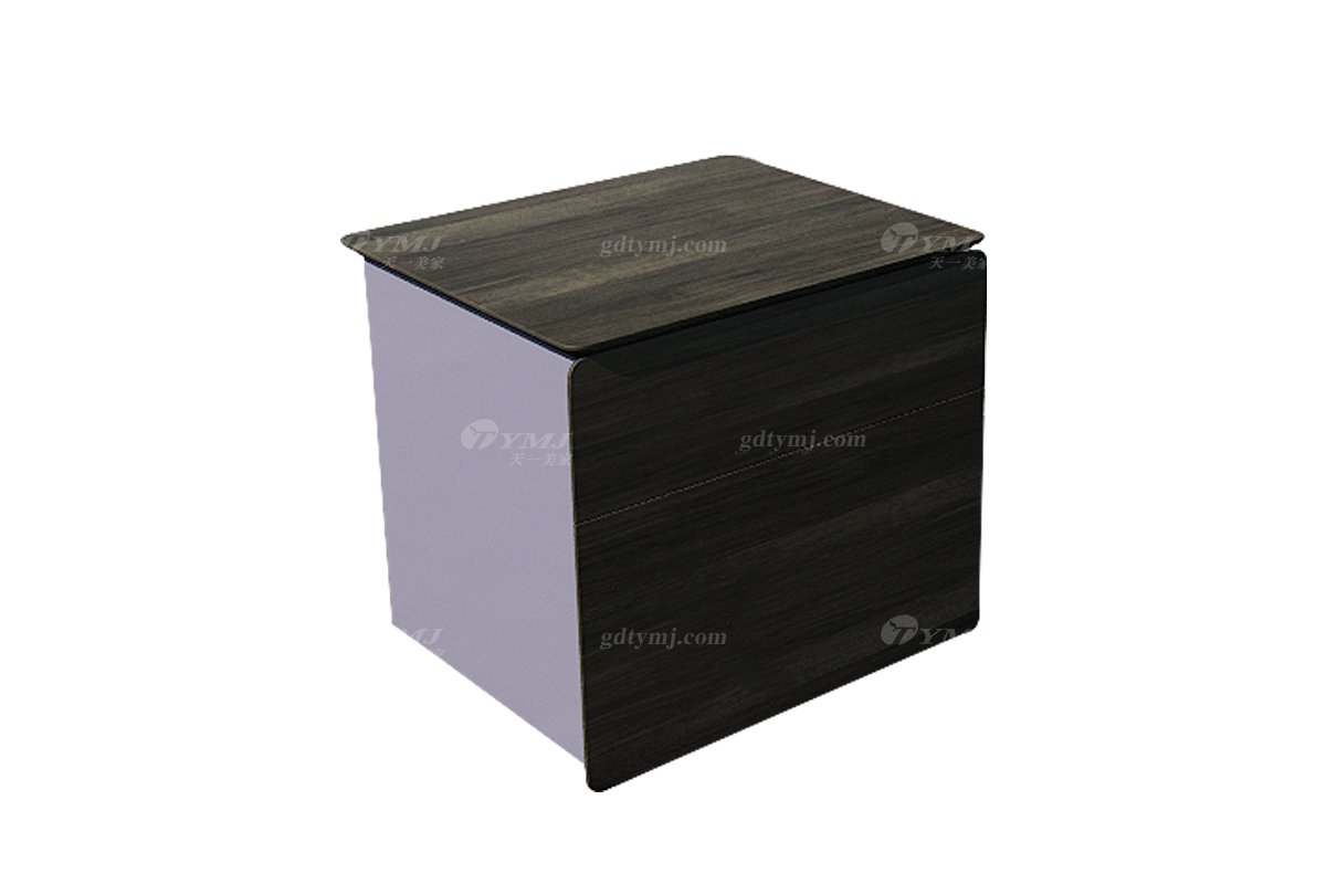 意式極簡風(fēng)格家具高端別墅會(huì)所大宅時(shí)尚簡約深灰橡木色床頭柜