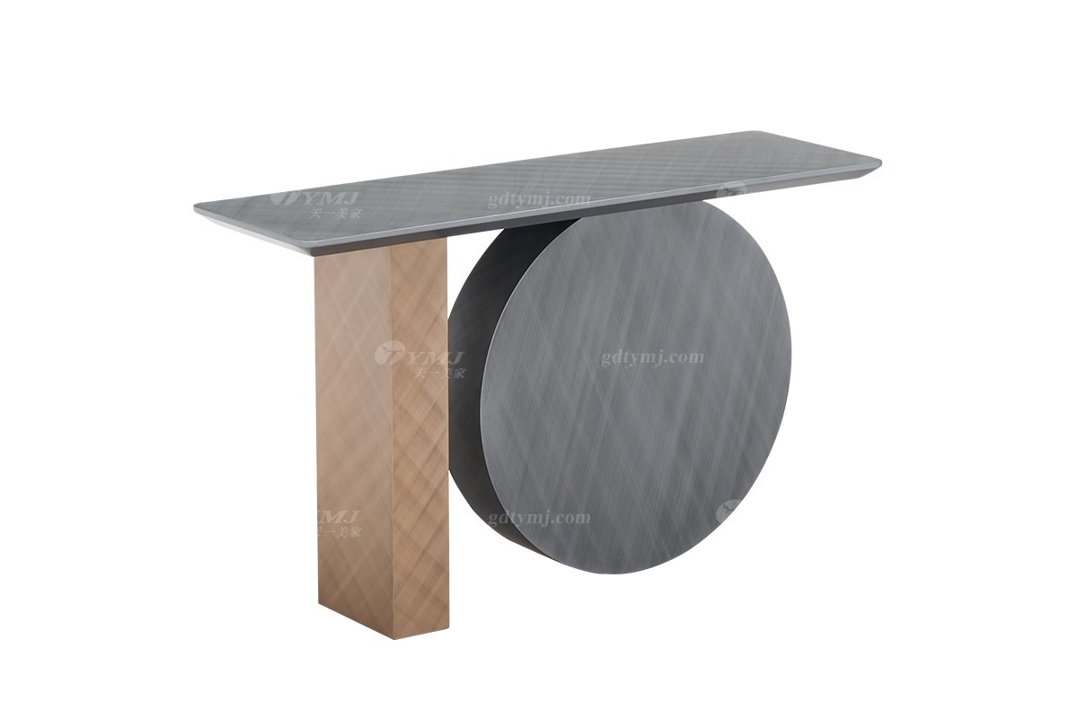 時尚高端意式極簡家具別墅大宅家用創意鈦鋼灰+玫瑰金拉絲金屬色玄關