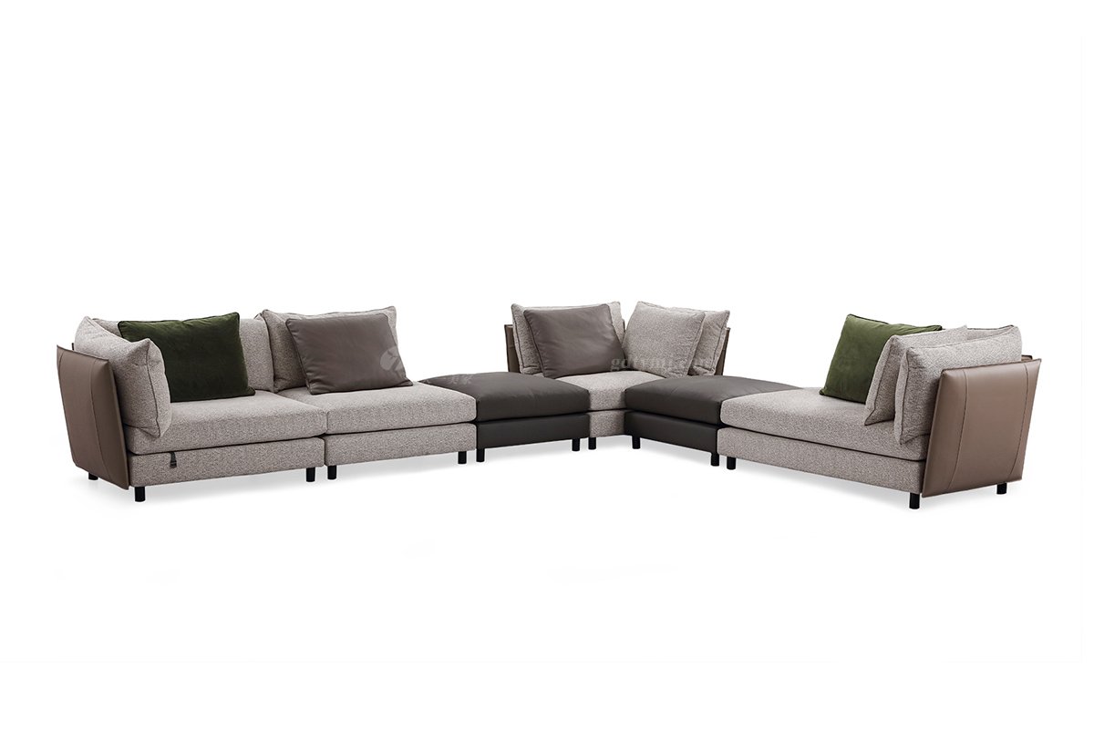 時(shí)尚高端現(xiàn)代極簡(jiǎn)家具別墅大宅家用真皮布藝結(jié)合組合沙發(fā)