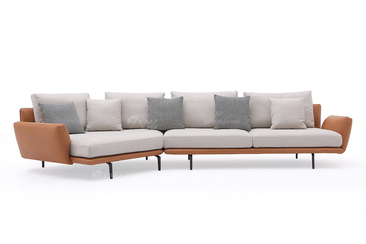 時(shí)尚高端現(xiàn)代極簡(jiǎn)家具別墅大宅家用真皮布藝結(jié)合轉(zhuǎn)角沙發(fā)