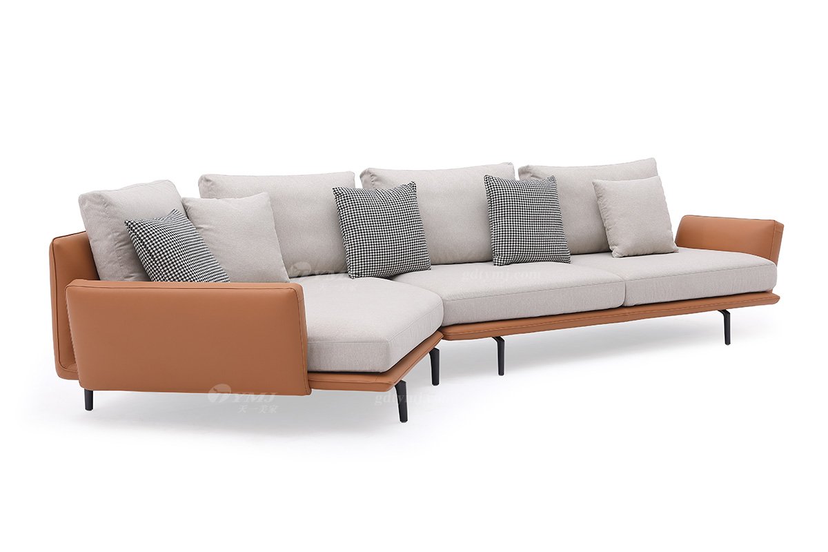 時尚高端現代極簡家具別墅大宅家用真皮布藝結合轉角沙發F9539轉角沙發1