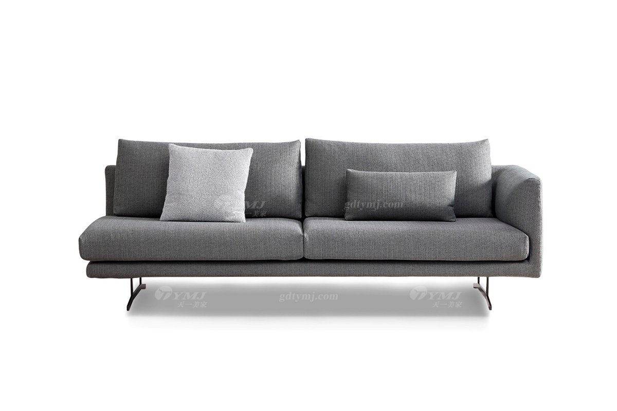 時(shí)尚高端現(xiàn)代極簡(jiǎn)家具別墅大宅家用灰色布藝單扶手三位沙發(fā)
