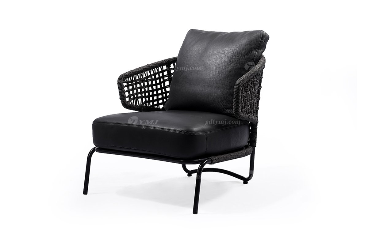 時(shí)尚高端現(xiàn)代簡(jiǎn)約家具家用別墅舒適鐵藝+皮藝休閑椅BRF5308-1