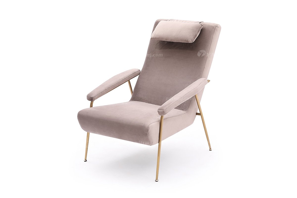 時尚高端現(xiàn)代簡約家具家用別墅舒適絨布藝休閑椅躺椅BRF6536-1卡其色款
