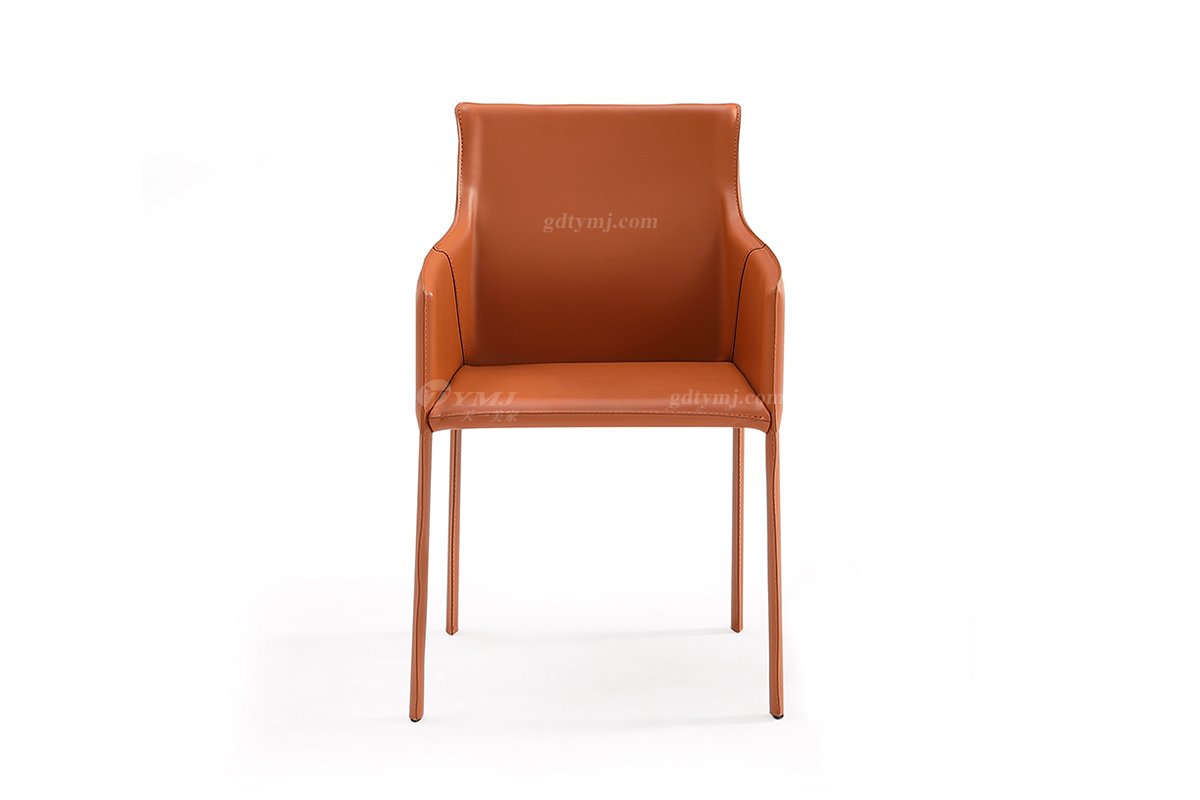  現代簡約家具高端別墅會所家用時尚網紅款真皮餐椅