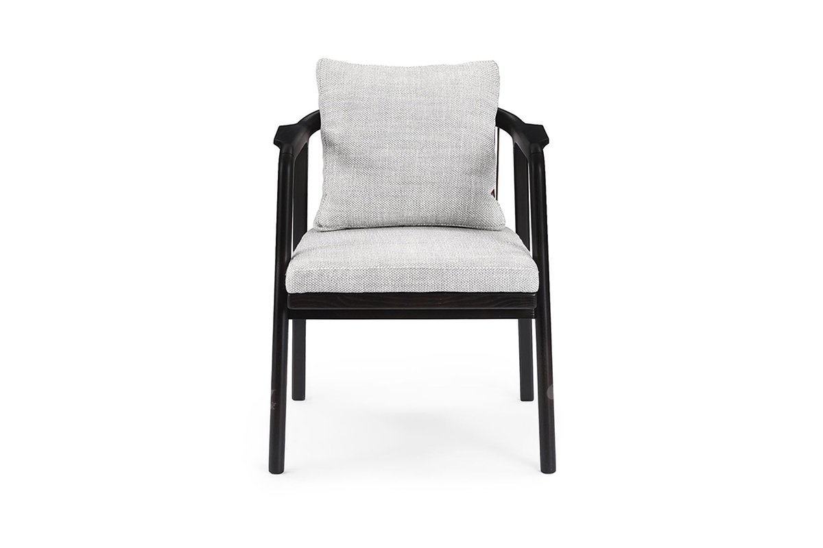  現代簡約家具高端別墅會所家用時尚實木+布藝餐椅