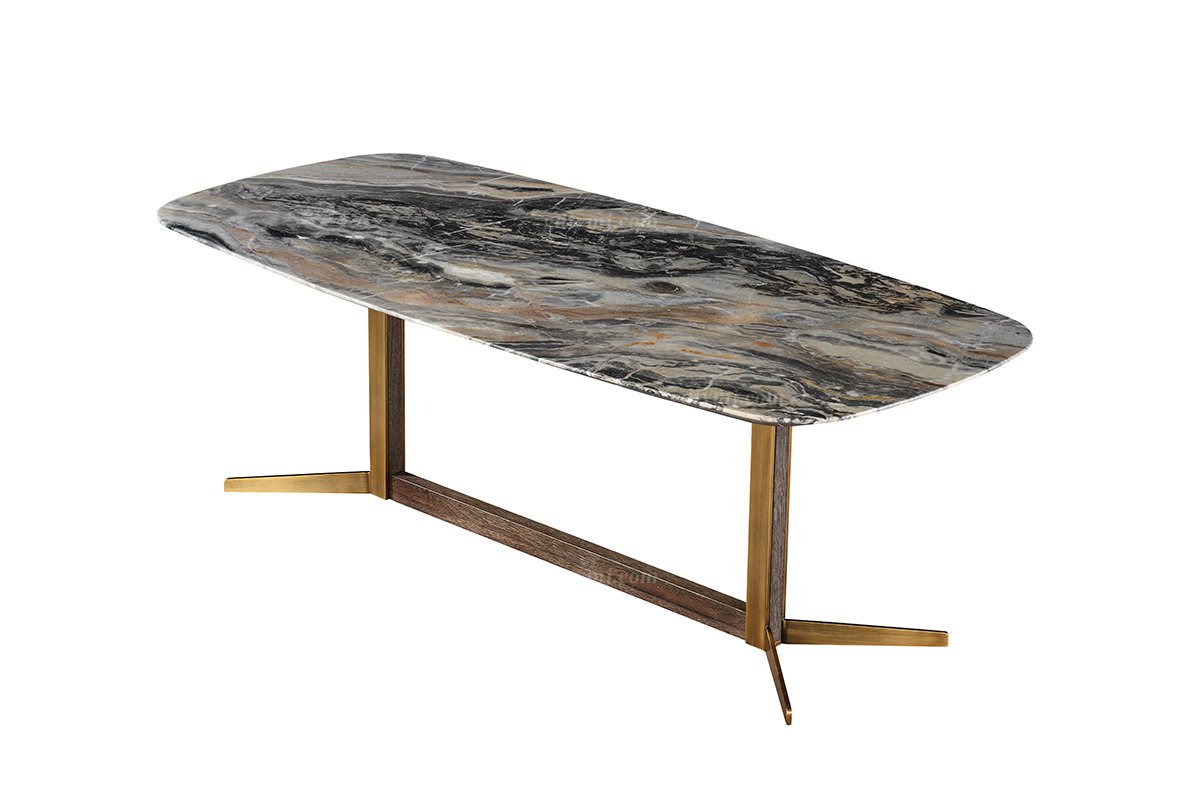  現代簡約家具高端別墅會所家用時尚天然大理石長餐臺