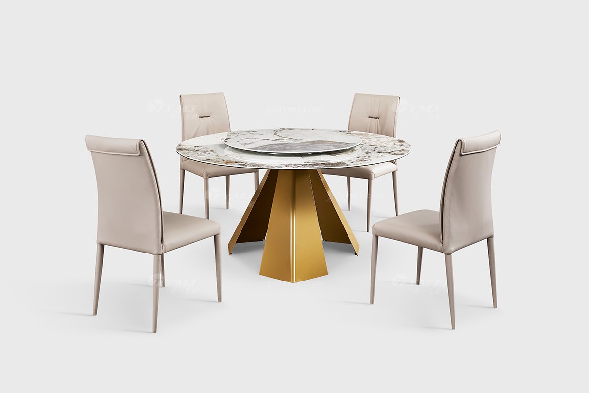  現(xiàn)代簡約家具高端別墅會(huì)所家用時(shí)尚潘多拉巖板圓餐臺21010B-1.5-1