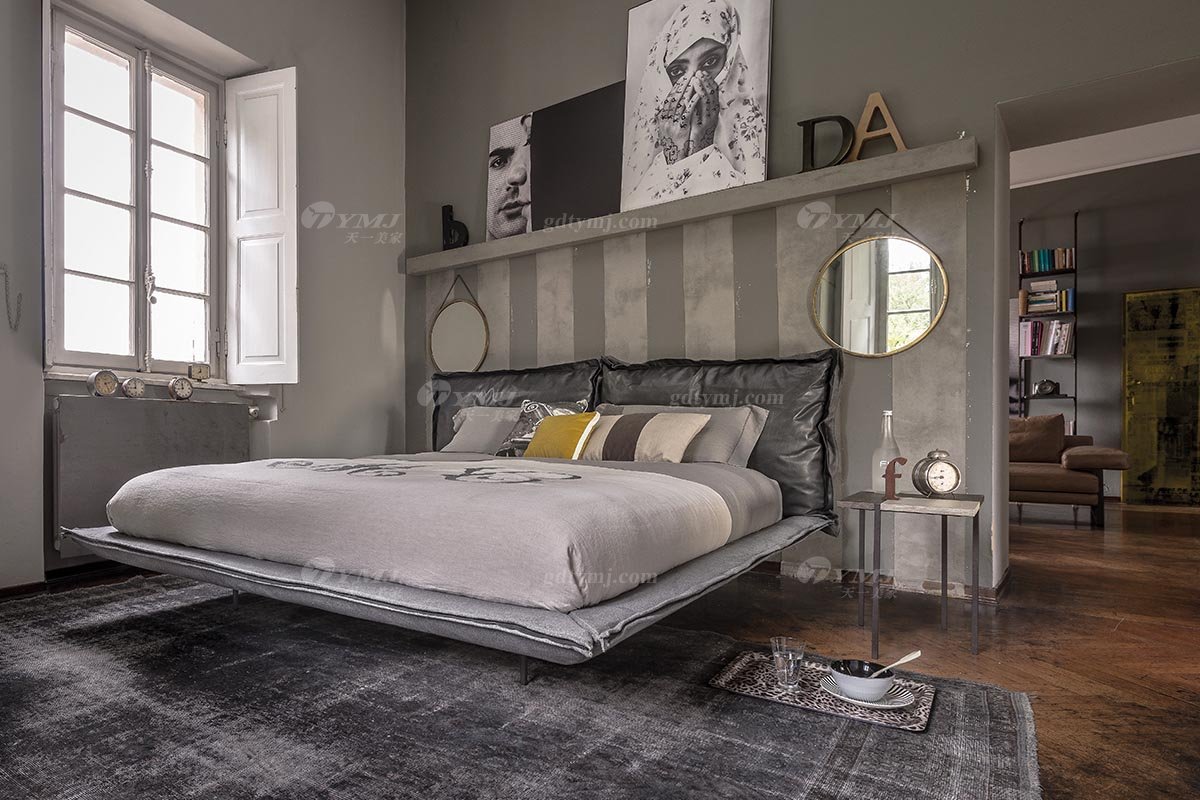  現代簡約家具高端別墅會所家用時尚舒適創意工業風大床婚床雙人床A2239場景