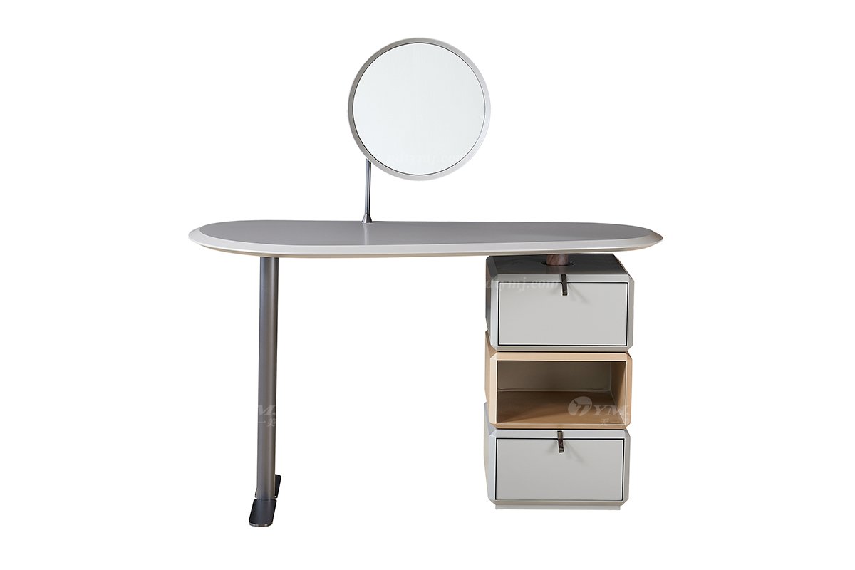  現(xiàn)代簡(jiǎn)約家具高端別墅會(huì)所家用時(shí)尚高級(jí)米灰啞光烤漆妝臺(tái)書桌