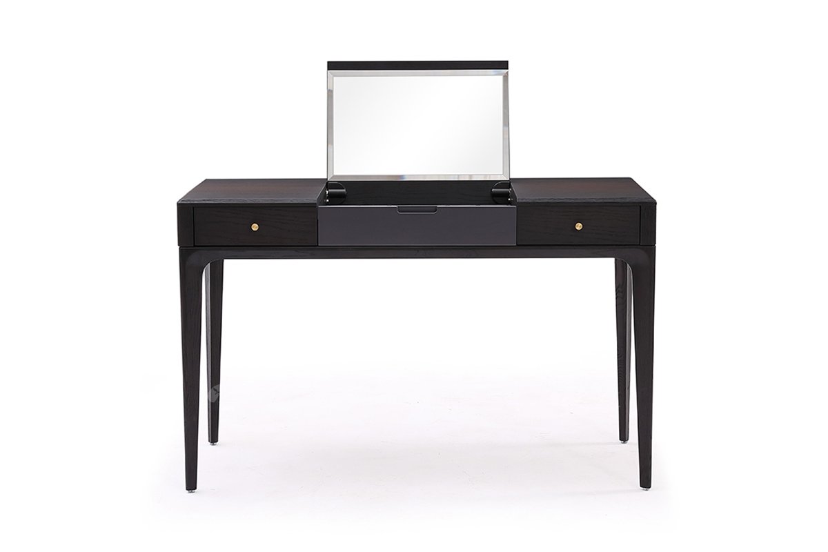  現(xiàn)代簡(jiǎn)約家具高端別墅會(huì)所家用時(shí)尚高級(jí)灰啞光烤漆+煙熏色妝臺(tái)