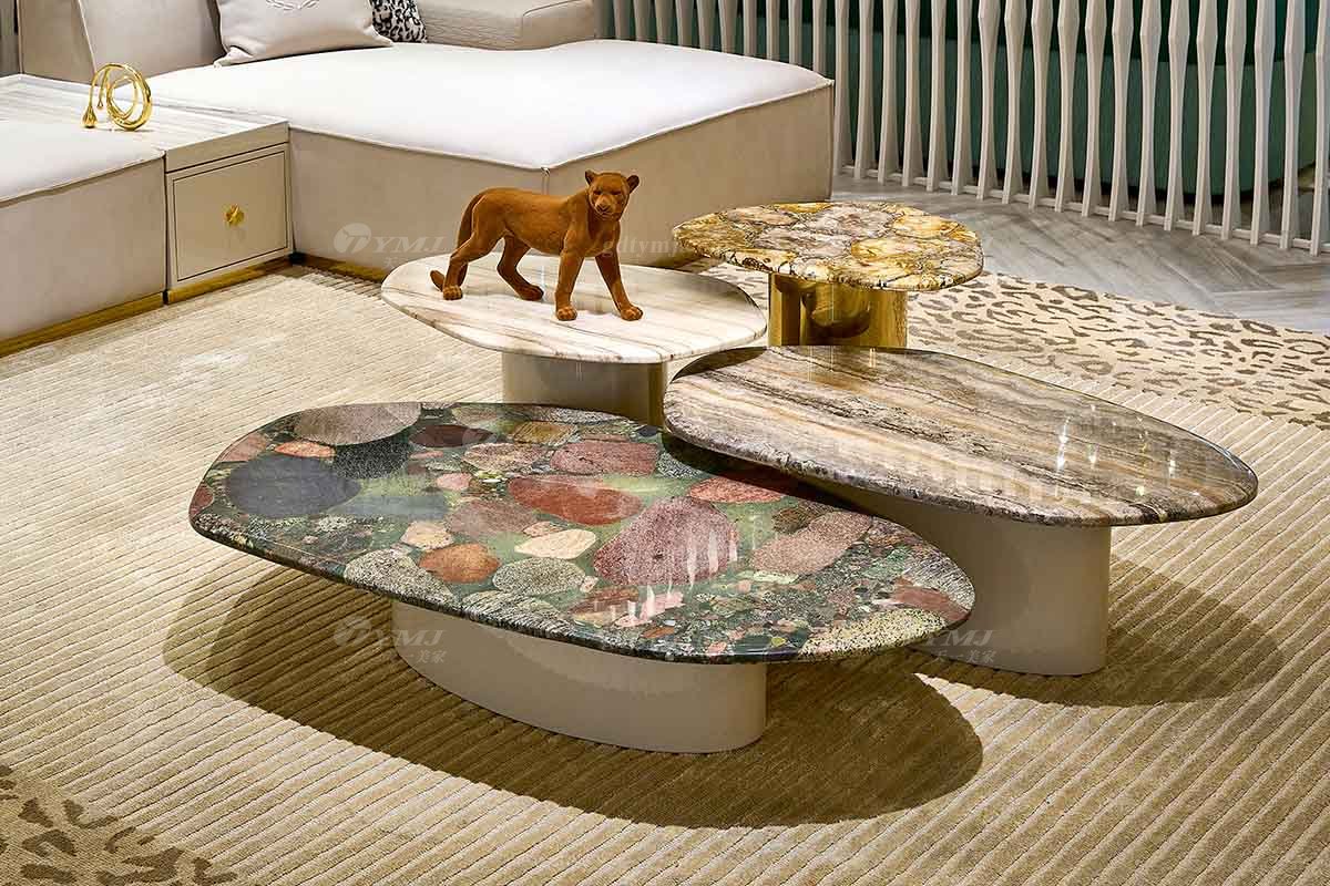 意式輕奢家具高端別墅會(huì)所家用時(shí)尚高級(jí)大理石組合茶幾FB119H4EA場景