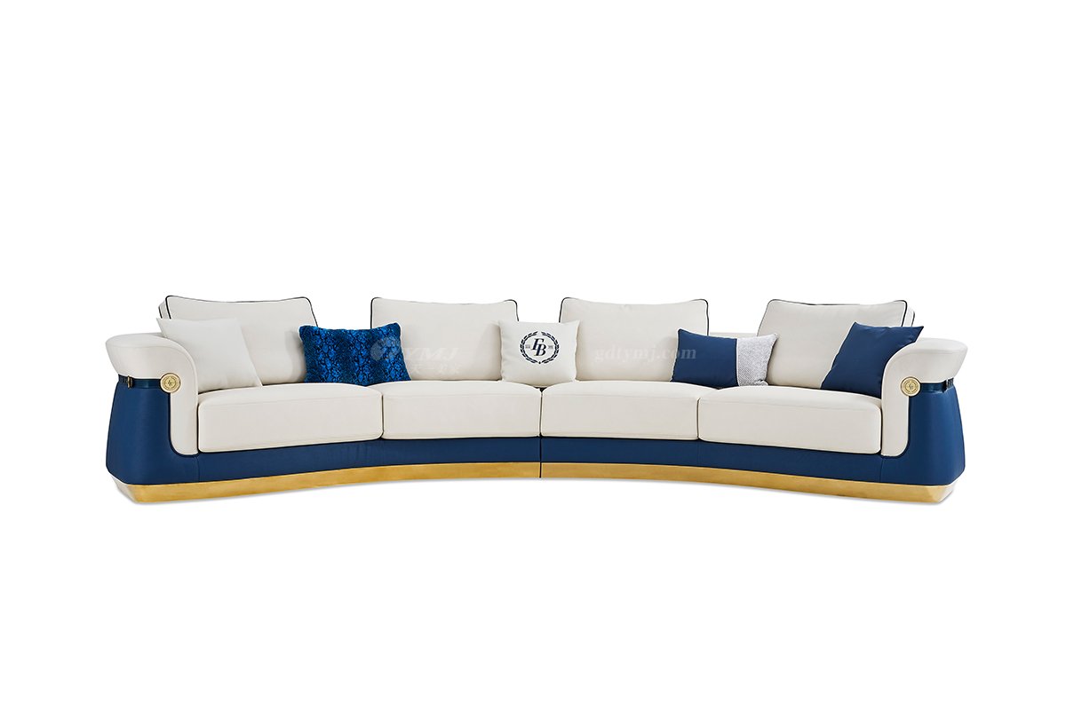 意式輕奢家具高端別墅會所家用時尚舒適大氣四人位弧形沙發(fā)