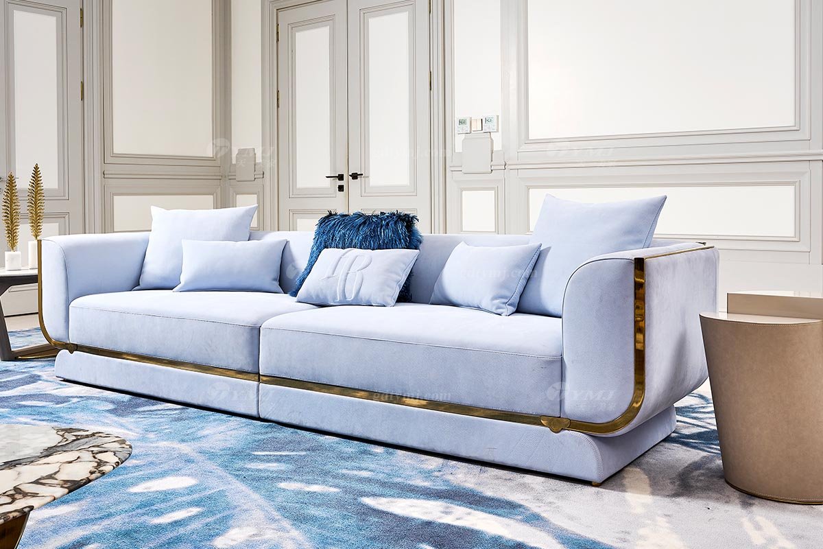 意式輕奢家具高端別墅會所家用時尚舒適大氣鈦金屬五金三位沙發(fā)FB130SF3場景