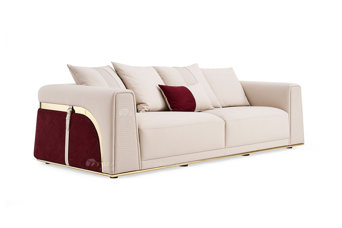 意式輕奢家具高端別墅會所家用時尚舒適大氣豪宅真皮二人位沙發(fā)三人位沙發(fā)FB131SF2-1