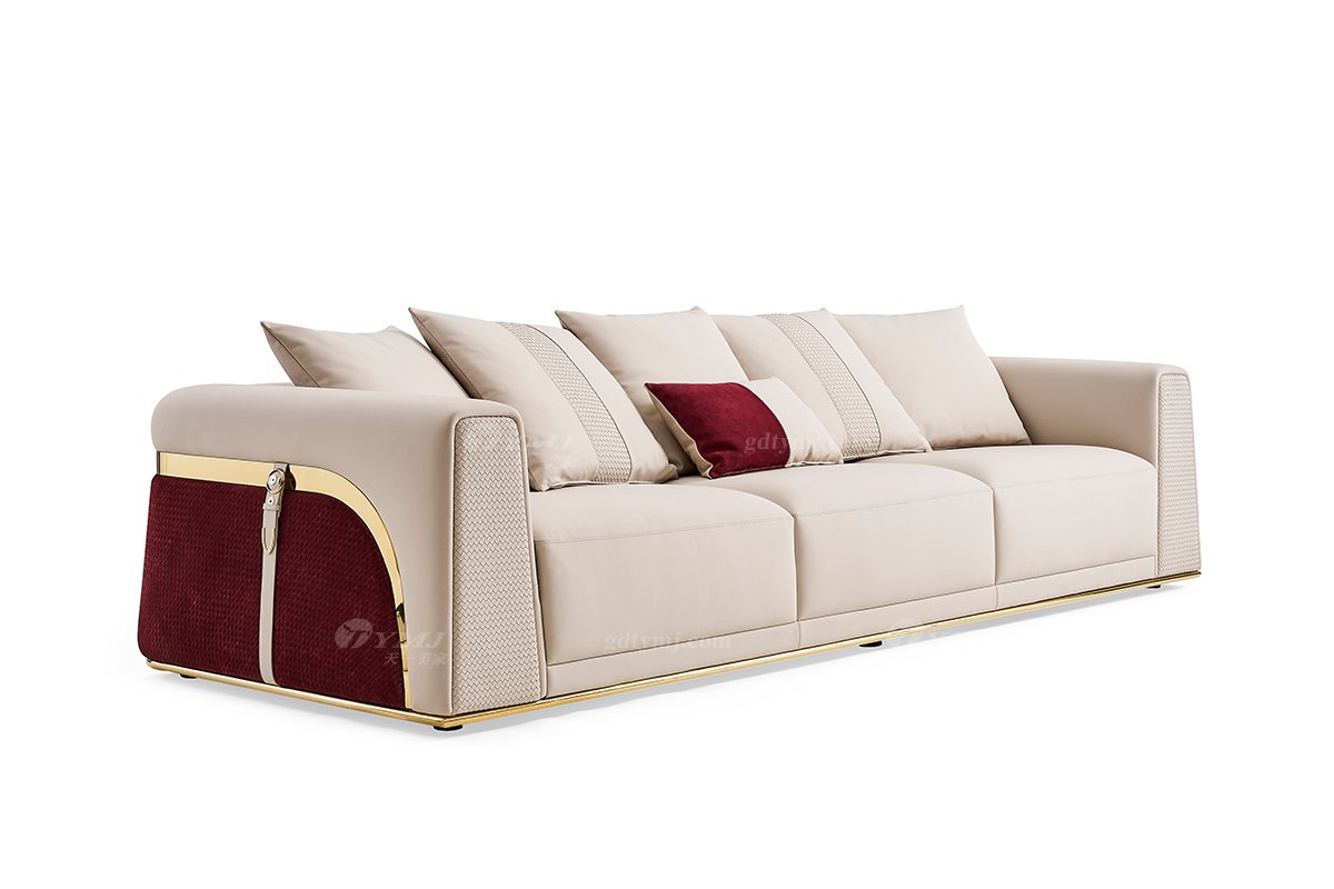 意式輕奢家具高端別墅會所家用時尚舒適大氣豪宅真皮二人位沙發(fā)三人位沙發(fā)FB131SF3-1