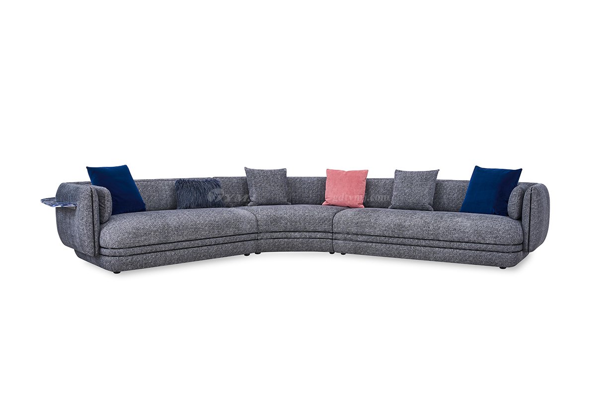 意式輕奢家具高端別墅會所家用時尚舒適大氣豪宅灰色布藝組合沙發弧形沙發