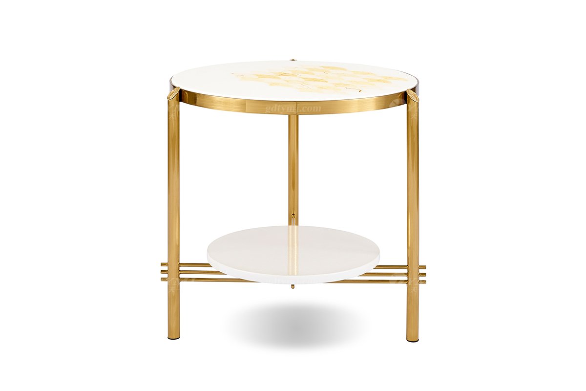 意式輕奢家具高端別墅會所家用時尚創意高級天然大理石拼花小圓幾FB101BH2RB