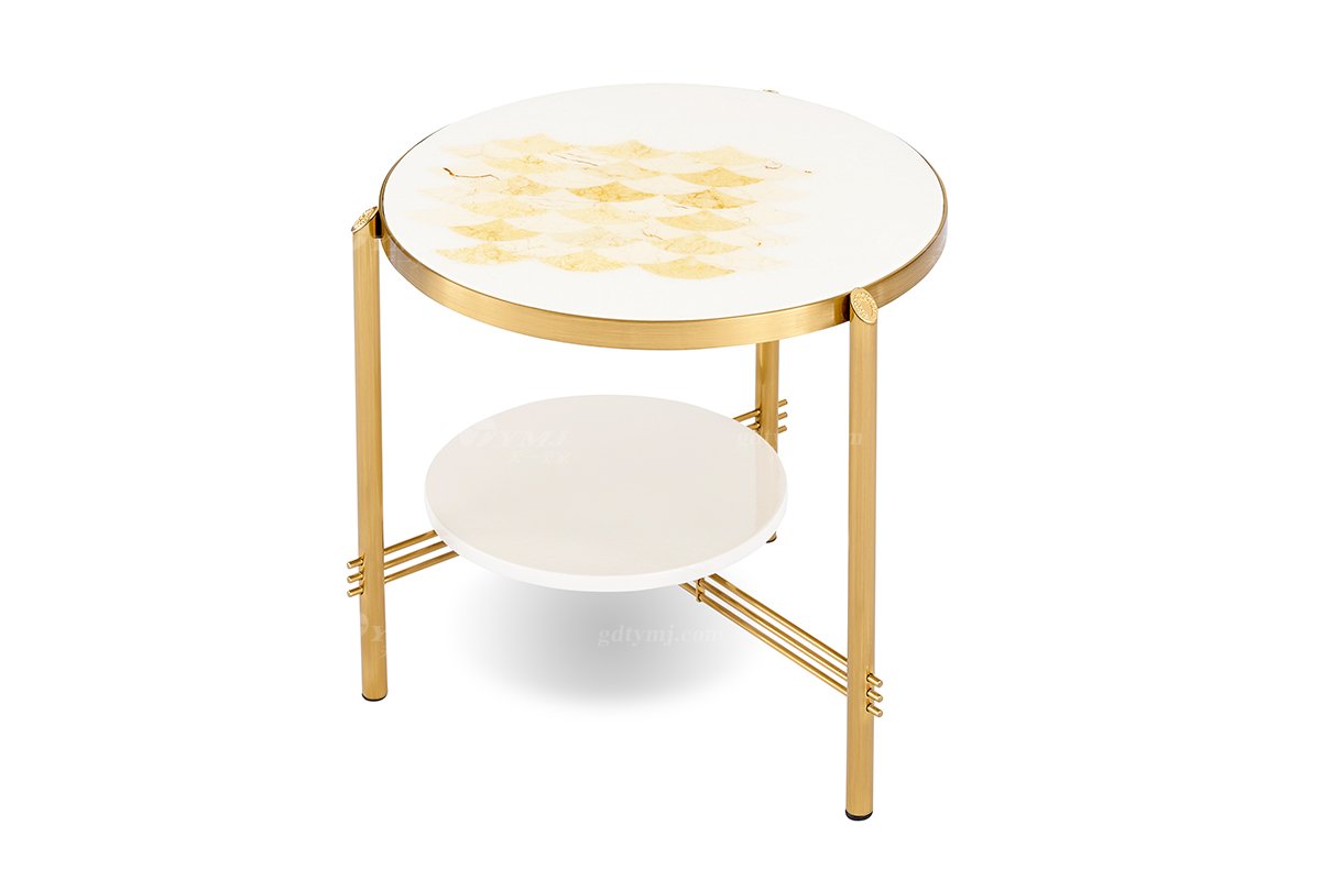 意式輕奢家具高端別墅會所家用時尚創意高級天然大理石拼花小圓幾FB101BH2RB（1）