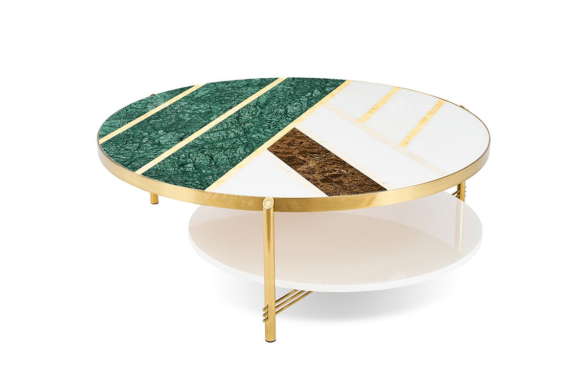 意式輕奢家具高端別墅會所家用時尚創意高級天然大理石拼花大圓幾FB101H4RB（1）