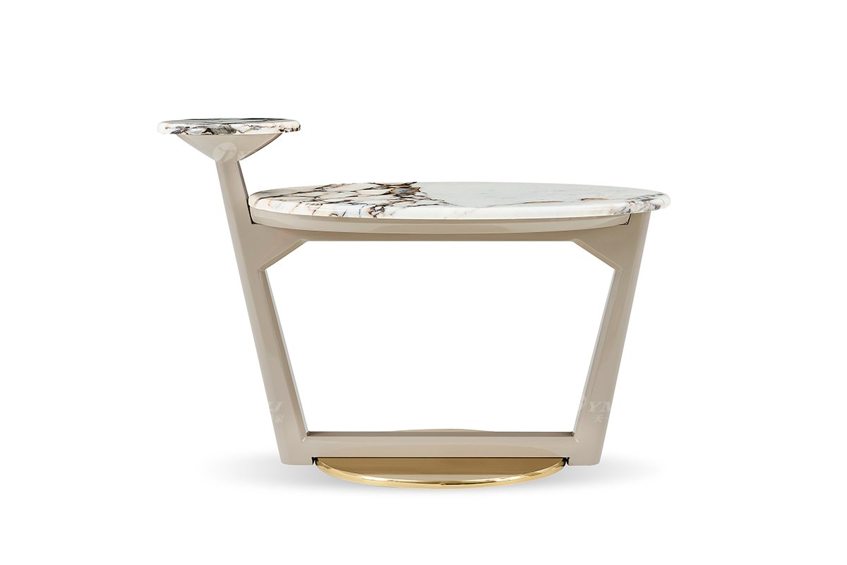 意式輕奢家具高端別墅會所家用時尚天然大理石大邊幾