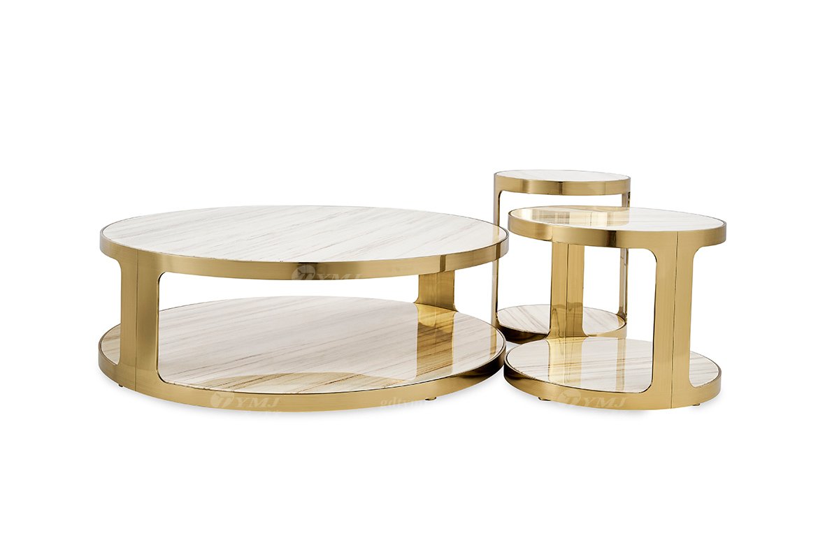 意式輕奢家具高端別墅會所大宅家用天然大理石大圓幾FB133H1RL組合