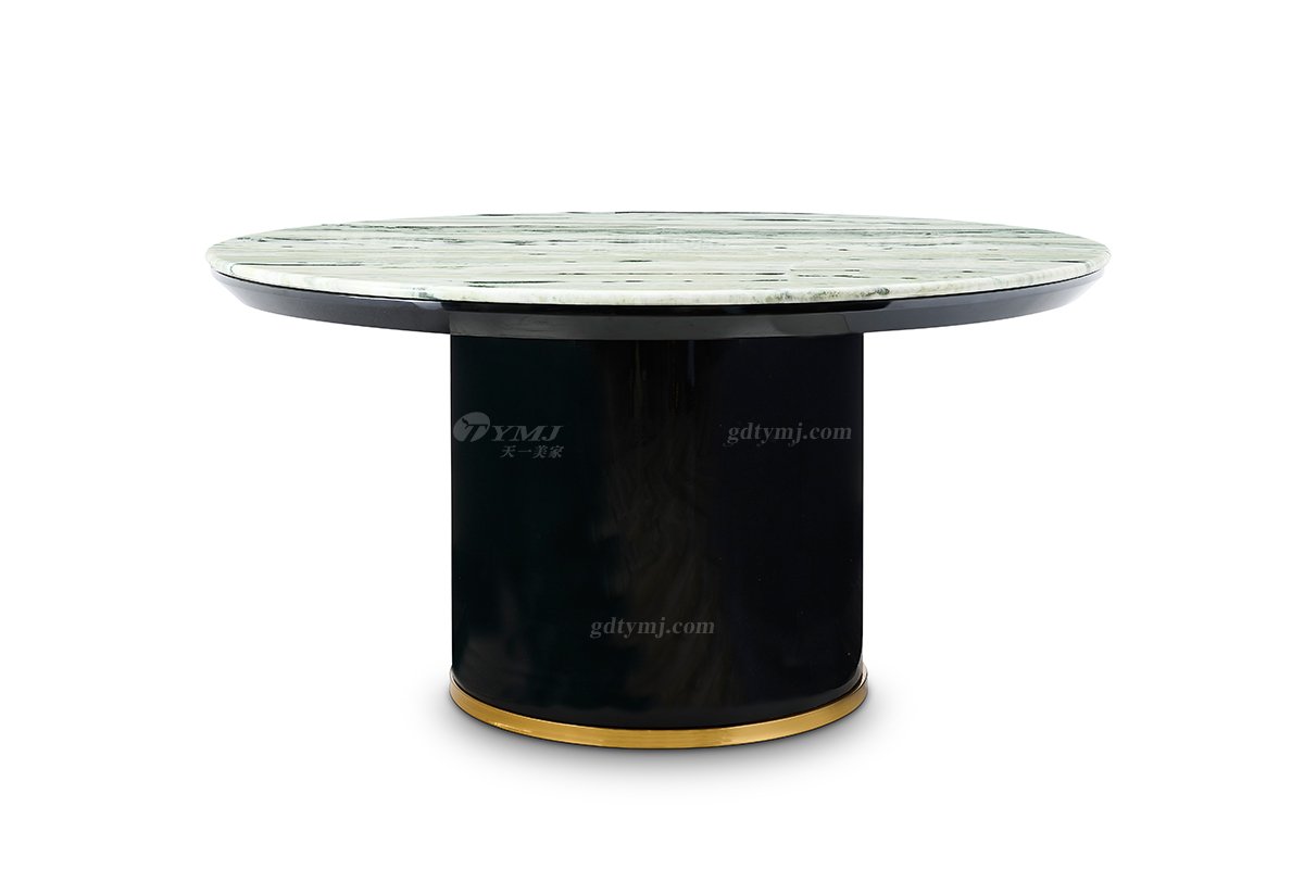 意式輕奢家具高端別墅會所大宅家用精致天然大理石圓餐臺