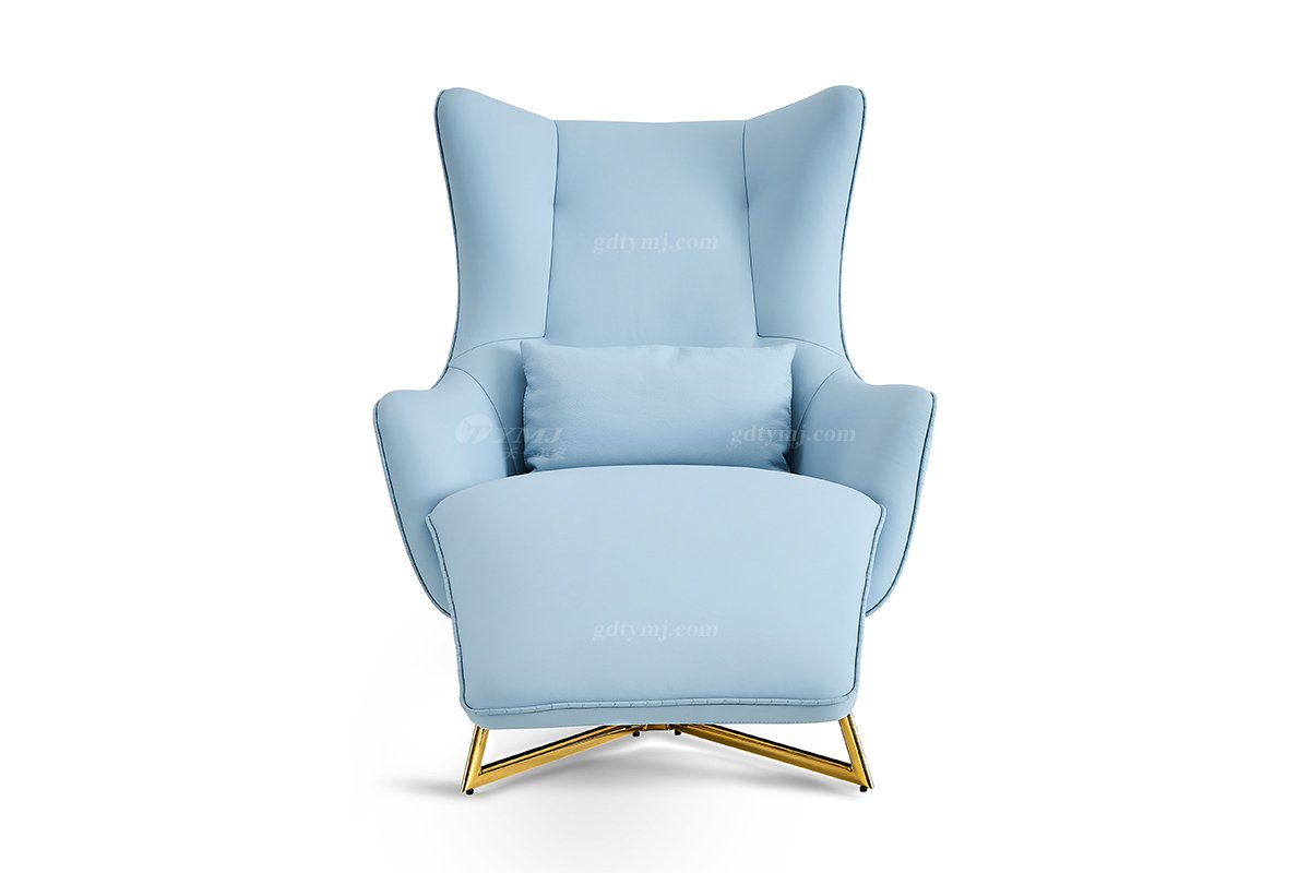 意式輕奢家具高端別墅會所大宅家用舒適淺藍色真皮躺椅休閑椅