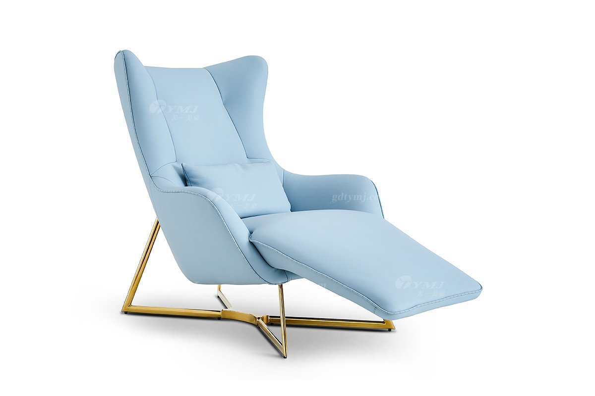 意式輕奢家具高端別墅會所大宅家用舒適淺藍色真皮躺椅休閑椅FB119SF14（1）