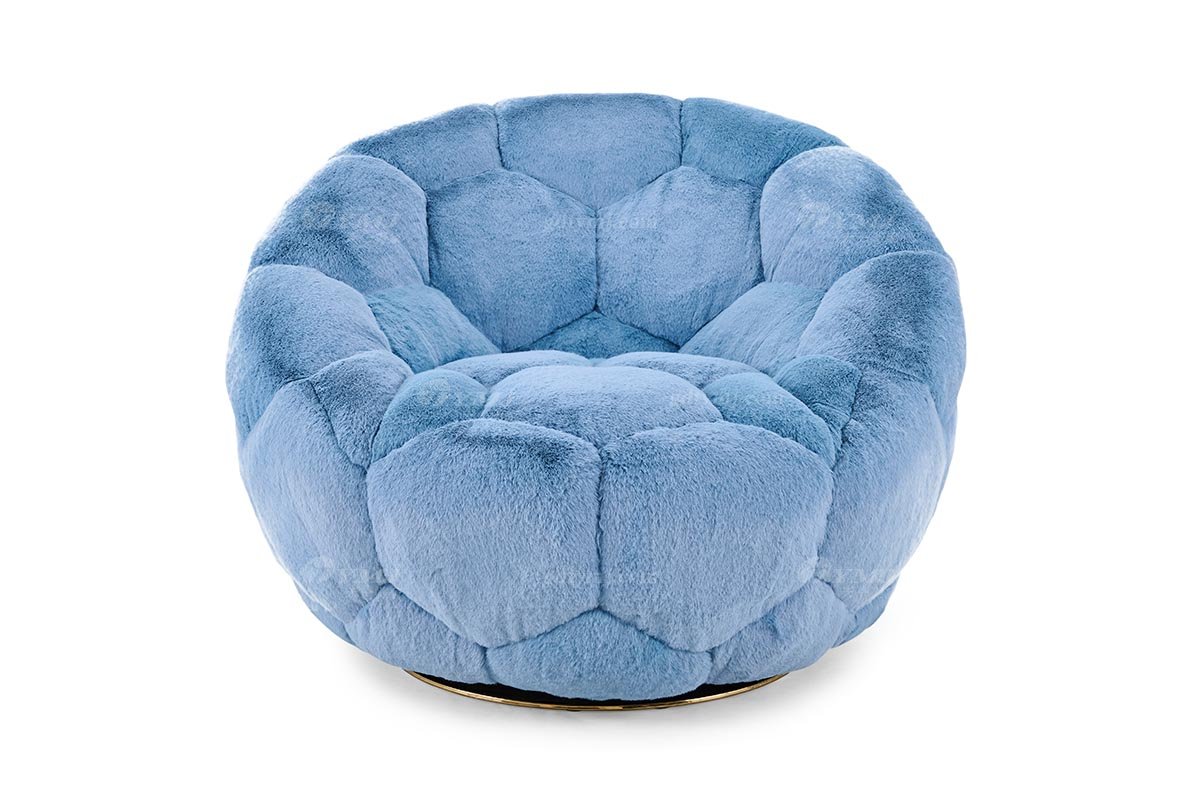 意式輕奢家具高端別墅會(huì)所大宅家用時(shí)尚淺藍(lán)色絨布藝懶人單椅躺椅休閑椅