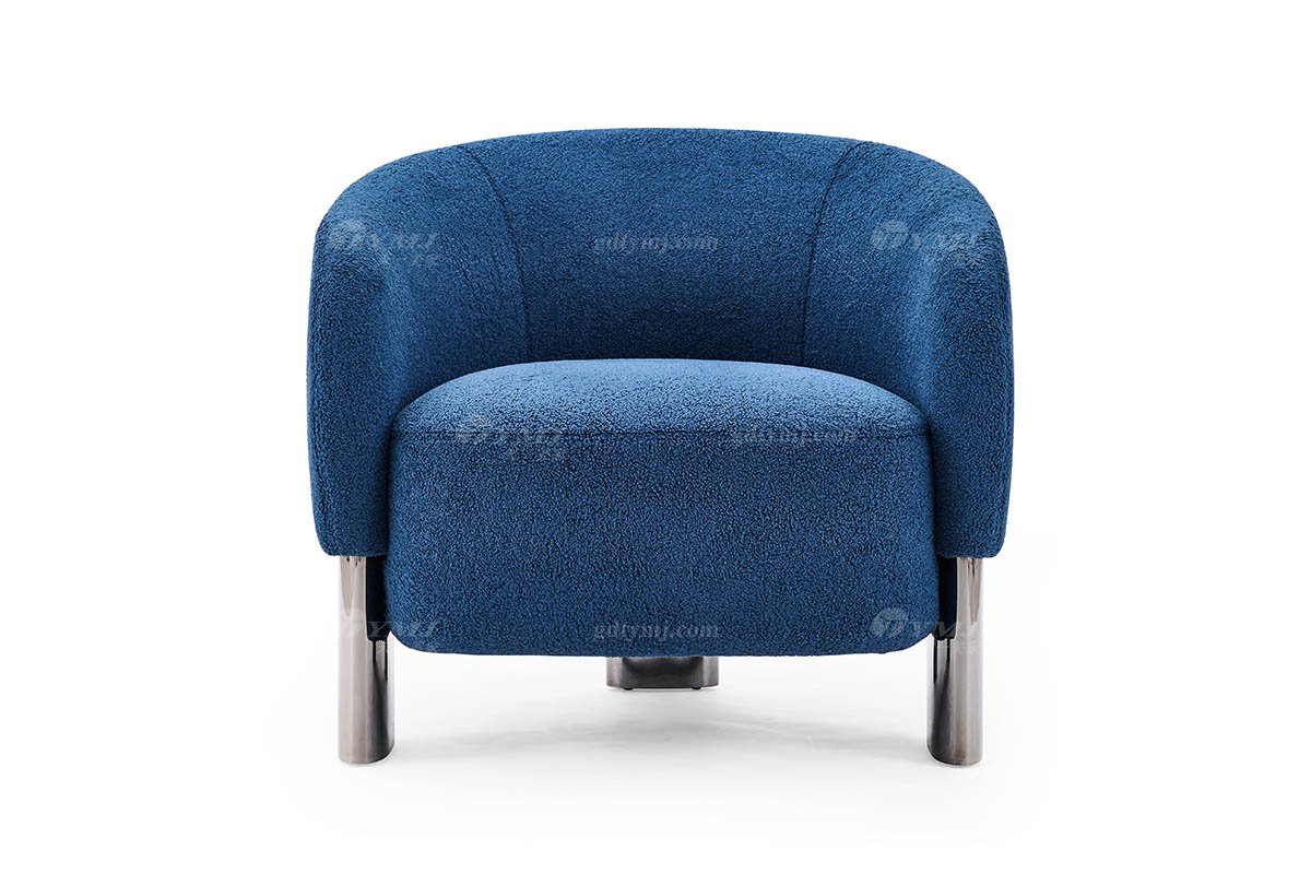 意式輕奢家具高端別墅會(huì)所大宅家用時(shí)尚舒適藍(lán)色絨布藝單位沙發(fā)休閑椅