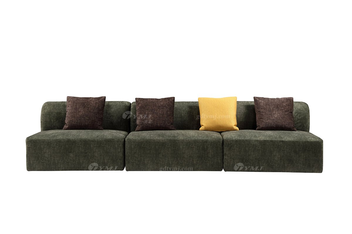 意式雅奢風格家具高端別墅會所家具時尚舒適大氣綠色布藝多位沙發