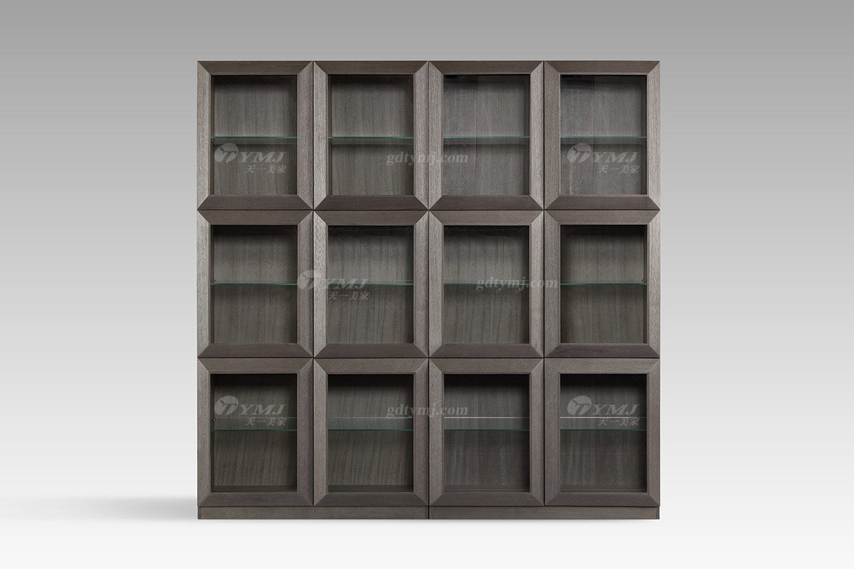  意式雅奢風格家具高端別墅會所家具簡約實木背景書架