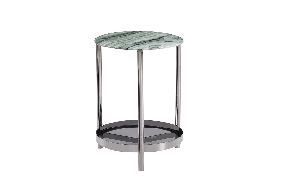  意式雅奢風(fēng)格家具高端別墅會所家具簡約天然大理石圓角幾