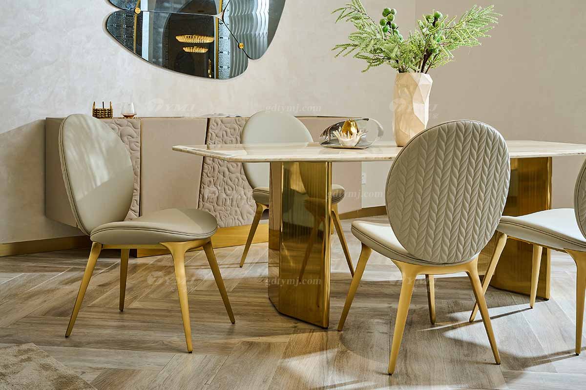 意式輕奢家具高端別墅會所大宅家用時尚奢華不銹鋼金屬餐椅餐椅2