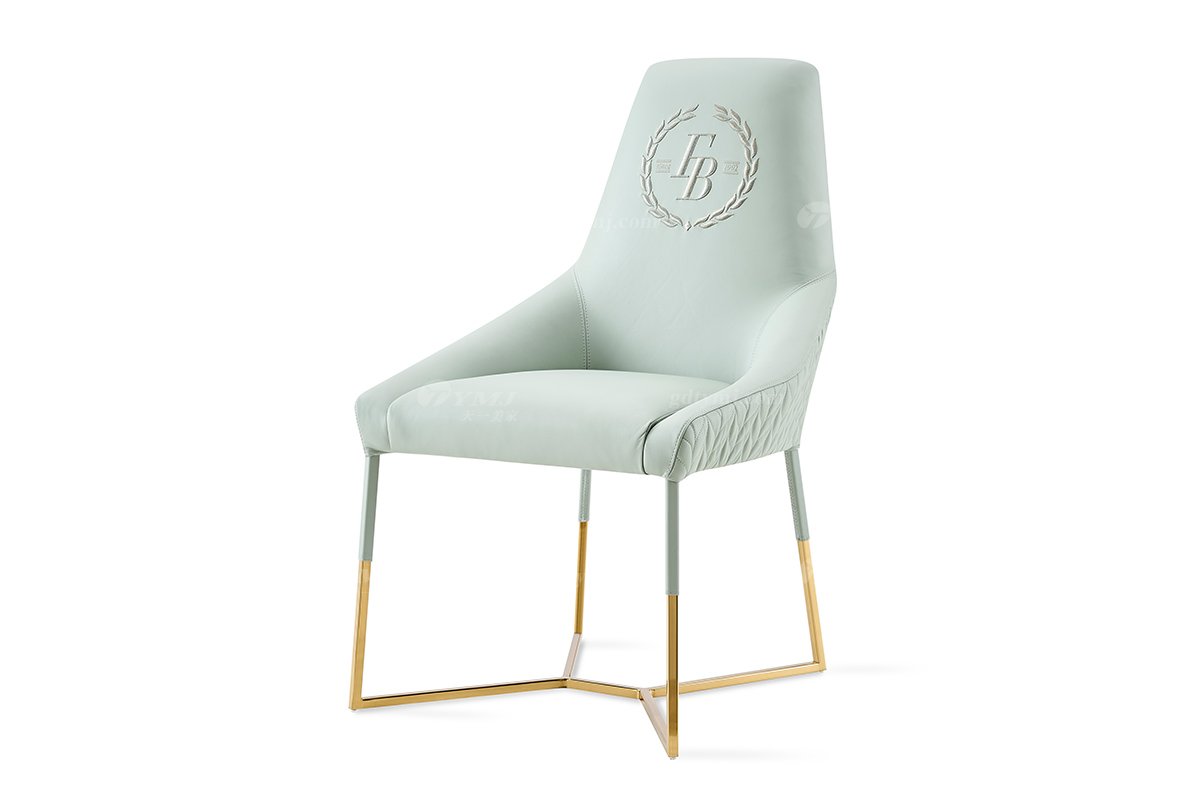 意式輕奢家具高端別墅會(huì)所大宅家用時(shí)尚奢華鈦金屬真皮餐椅餐椅1