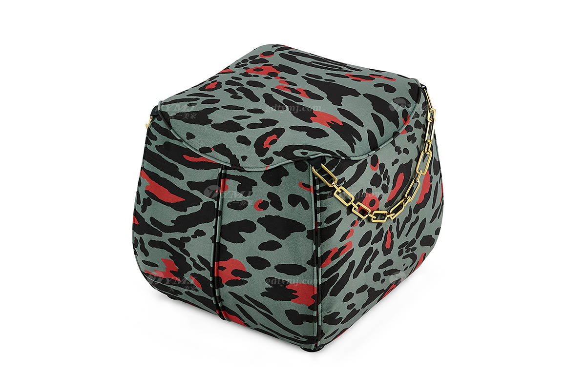 意式輕奢家具高端別墅會所豪宅家用時尚奢華彩色布藝腳踏105SF10B腳踏1