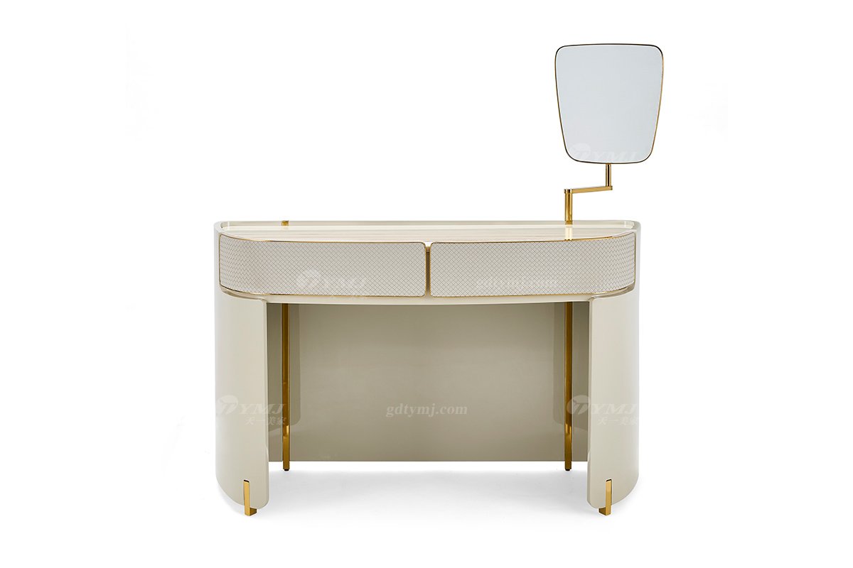 意式輕奢家具高端別墅會(huì)所豪宅家用時(shí)尚奢華天然大理石+鈦金梳妝臺(tái)
