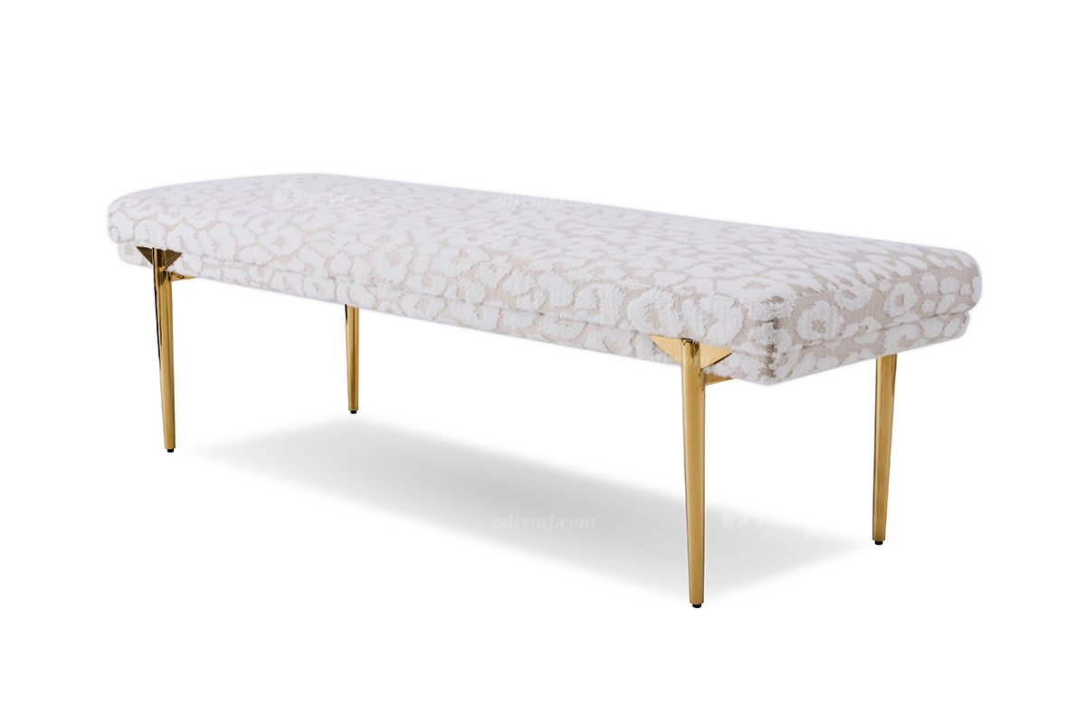 意式輕奢家具高端別墅會(huì)所豪宅家用時(shí)尚奢華不銹鋼鏡面金屬+絨布藝床尾凳135B18B床尾凳1