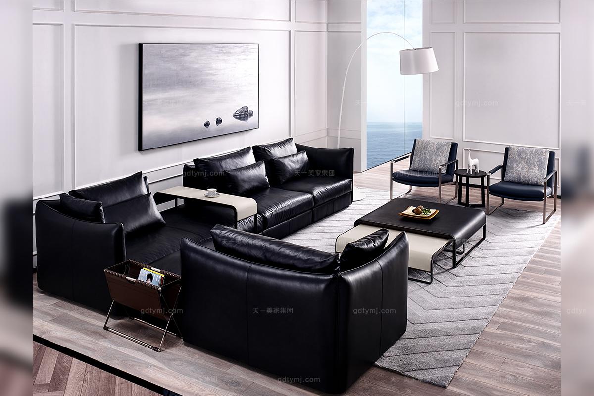 高檔簡奢風格家具真皮沙發