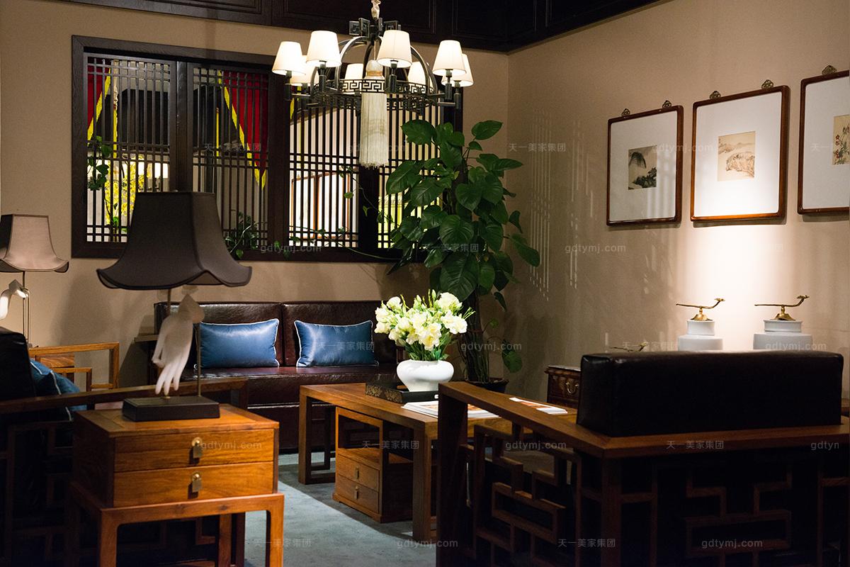 天一美家新中式簡奢客廳沙發