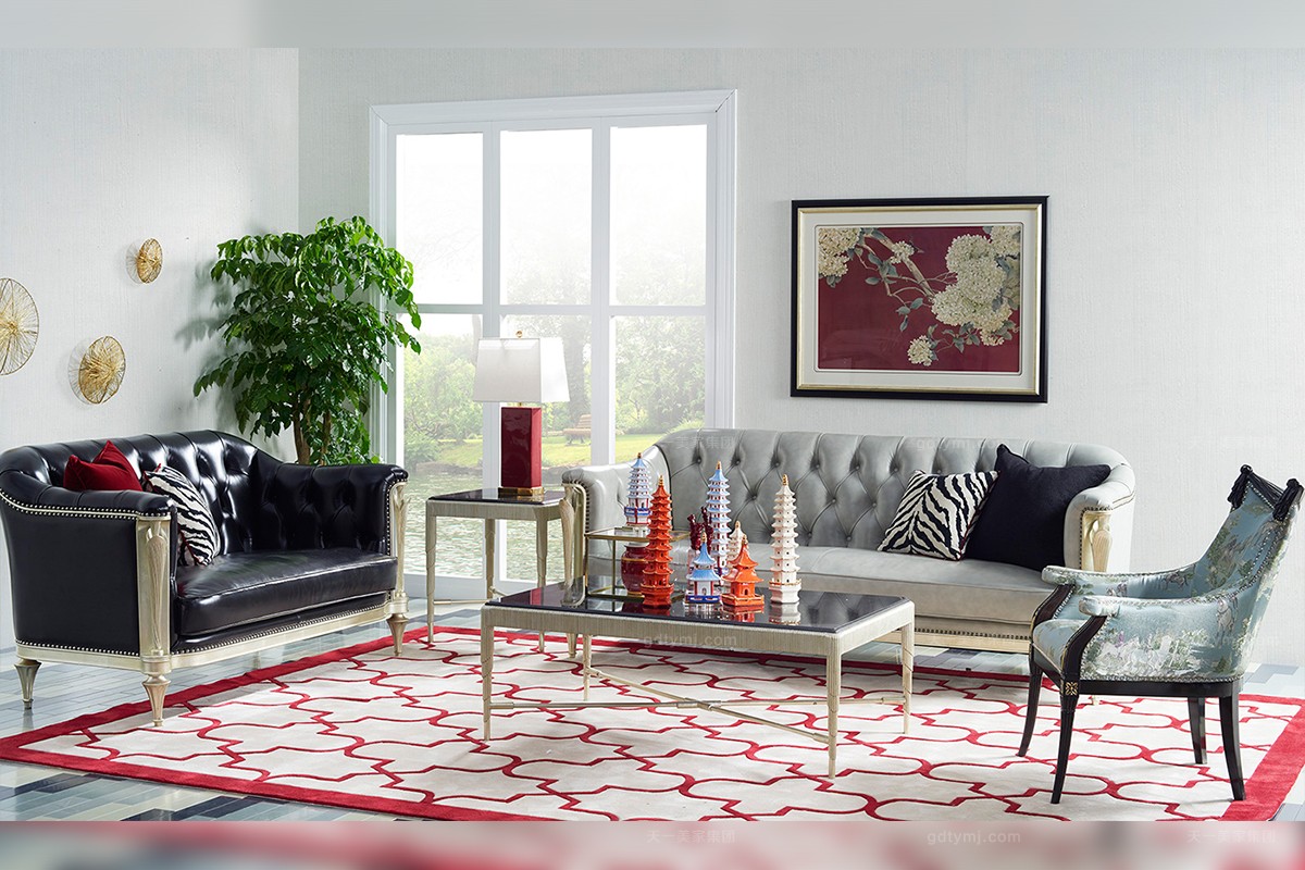 天一美家輕奢家具客廳沙發茶幾組合