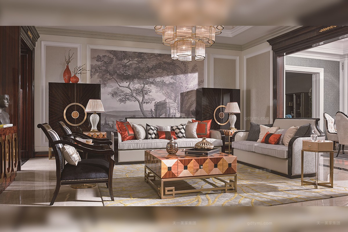 天一美家輕奢家具客廳沙發組合