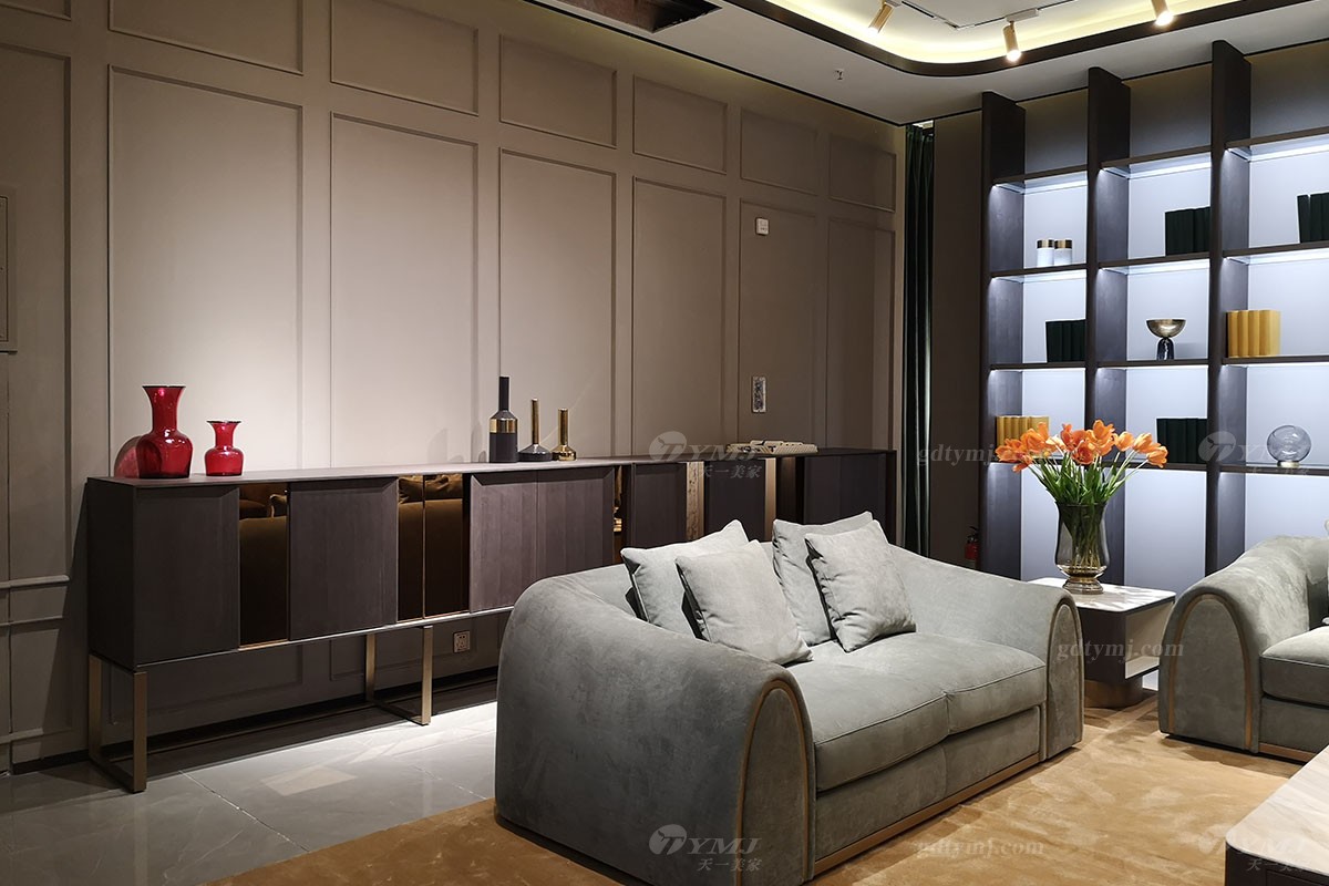 意式輕奢二位布藝沙發