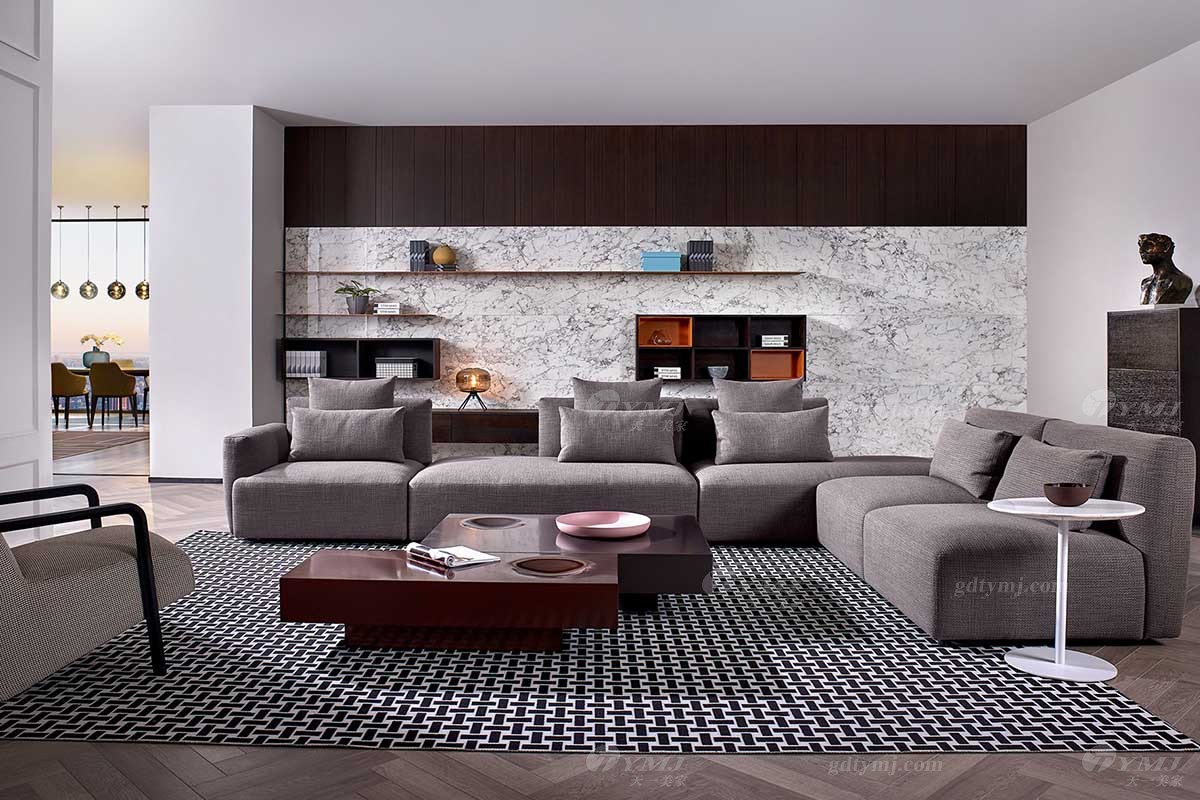 意式輕奢轉角布藝沙發